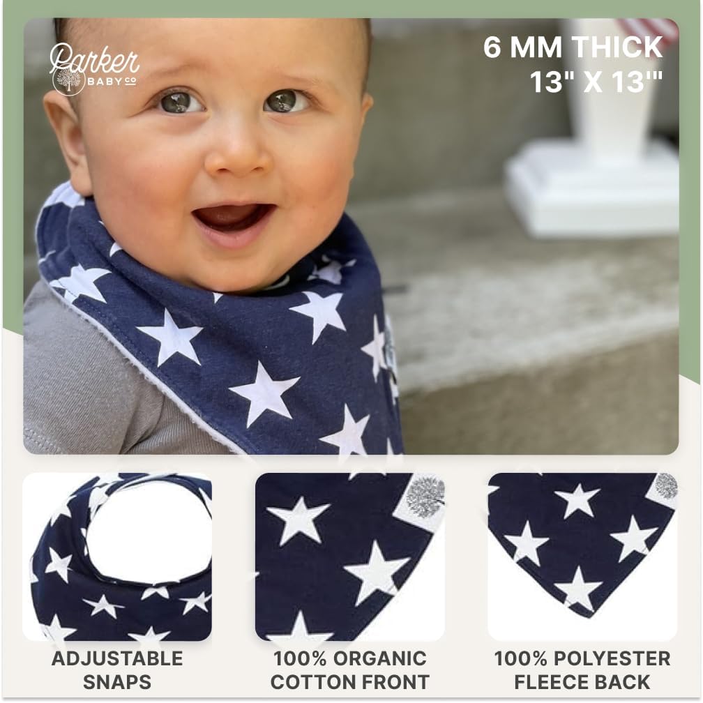 Parker Baby Bandana Drool Bibs for Boys, Girls & Unisex - Soft & Stylish Teething Bibs for Babies