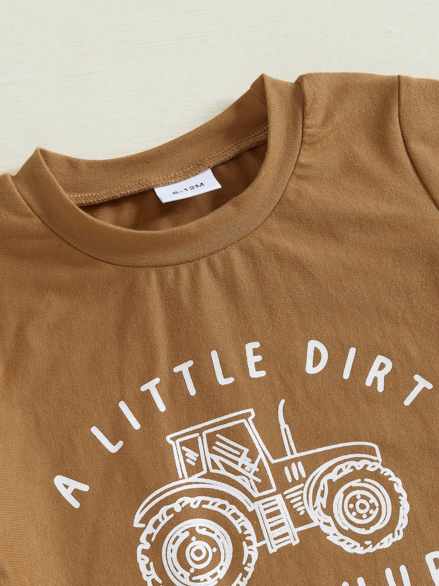 Toddler Baby Boy Summer Clothes Set 6 12 18 24 Months 2T 3T 4T Tractor Letter Print Short Sleeve T-Shirt Elastic Waist Solid Shorts Outfit Sets