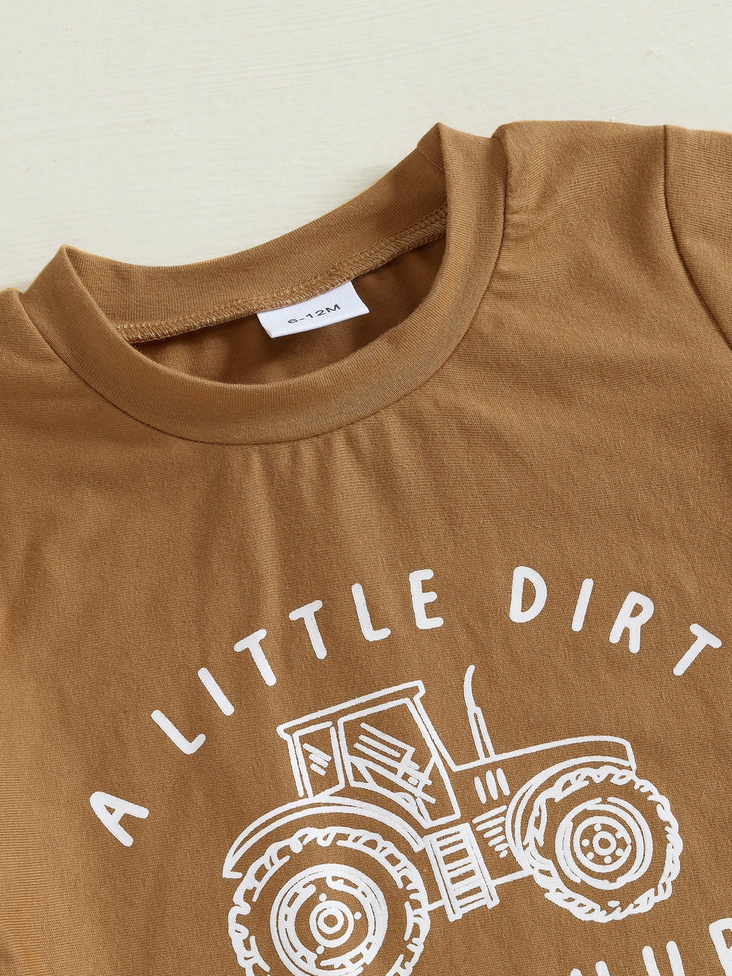 Toddler Baby Boy Summer Clothes Set 6 12 18 24 Months 2T 3T 4T Tractor Letter Print Short Sleeve T-Shirt Elastic Waist Solid Shorts Outfit Sets